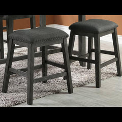 Modern Contemporary Dining Room Furniture Chairs Set of 2 Counter Height Chairs Gray Finish Wooden High Chair X Back Design Cushion Seat