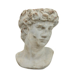 Ares Planter Bust, Gray Terracotta Sculptural Art Design, 11 Inch