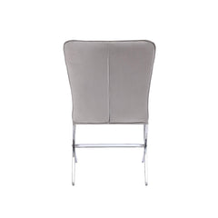Chronos Light Gray Velvet & Chrome Finish Side Chair ( Set of 2)