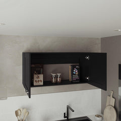 Olympus Wall Cabinet, Double Door, Wide, One Shelf, Kitchen, Storage Cabinet, Black