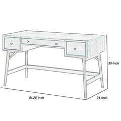 3 Drawer Wooden Writing Desk with Splayed Legs, Walnut Brown