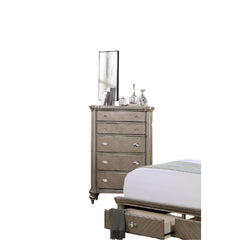 Luxury Classic Antique Silver / Champagne Finish 1pc Chest of Drawers Storage Space Bedroom Furniture