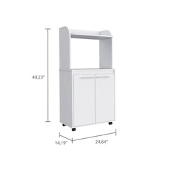 Armageddon Kitchen Kart, Double Door Cabinet, One Open Shelf, Two Interior Shelves -White