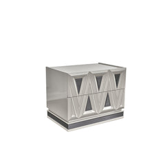 Vista Modern & Contemporary Style 2-Drawer Night stand Made with Wood and Gold Accents in River Sand Grey