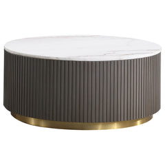 Demeter White 2-piece Round Marble Coffee and End Table Set