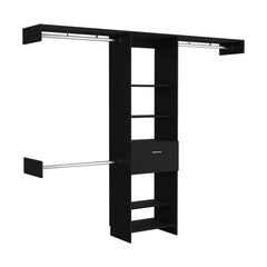 Demeter System, One Drawer, Three Metal Rods, Five Open Shelves, Black