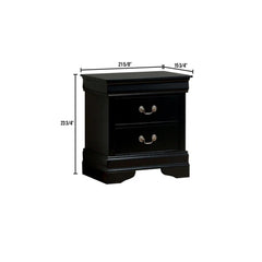 1pc Nightstand Black Louis Philippe Solid wood English Dovetail Construction Antique Nickle Hanging Pulls