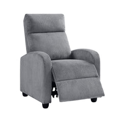 Modern Push Back Recliner Chair Dark Gray Soft Corduroy Upholstery Comfort Solid Wood Living Room Furniture 1pc