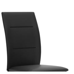 Contemporary Upholstered Side Chairs 2pc Set, Synthetic Leather Black Metal Legs