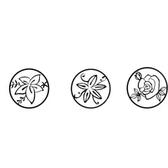 Melody 3 Piece Set Wall Decor, Floral Hollow Out Abstract Design, Black Round Metal Frame