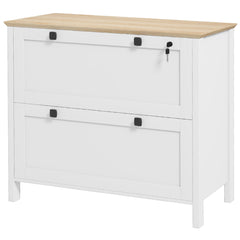 Lateral File Cabinet, 2 Drawer Filing Cabinet with Adjustable Hanging Bar for Letter, A4 and Legal Size, White