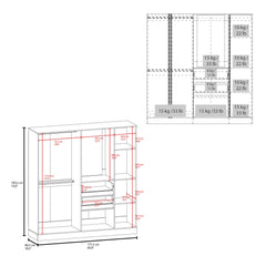Hestia 1,80 Armoire With Double Doors, Hanging Rod And Interior Shelves, White