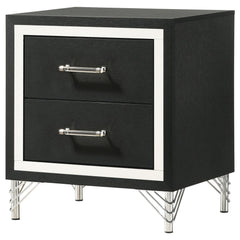 Vault Black 2-drawer Nightstand Bedside Table