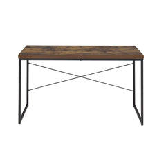 Museum Weathered Oak & Black Finish Writing Desk/Dressing Table/Game Table/Small Dining Table w/ Metal Legs
