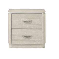 Contemporary Style 1pc Nightstand English Dovetail Drawers Stainless Steel Finger Pull Curved Edges Duty Gray Finish Bedroom Furniture