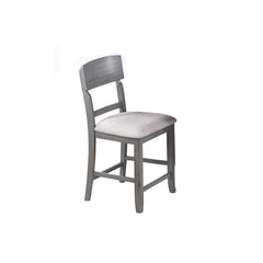 Gray Color High Chairs Modern Ladder Back design Set of 2pc Counter HT. Dining Chairs Fabric Cushion Seat Wooden Dining Room