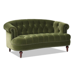 Harmony Rosa Victorian Chesterfield Loveseat, Olive Green Performance Velvet