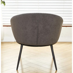 Round Velvet Accent Chair, Mid-Century Modern Upholstered Armchair with Metal Legs, Comfy Barrel Side Chair for Living Room Bedroom
