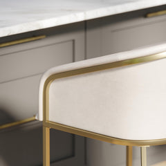 26" Modern Counter Stool – White Faux Leather & Gold Steel Frame, 1PC
