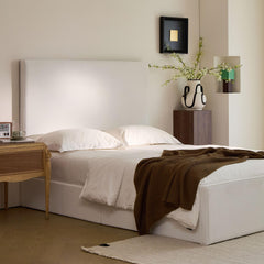 Chronicle Tall Headboard Upholstered Bed / 52" High Headboard / Elegant Simplicity / No Box Spring Needed / Easy Assembly / King / Coconut Micro Suede
