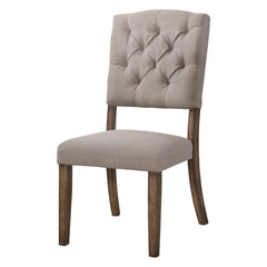 Zeus Beige Linen & Weathered Oak Finish Side Chair (Set of 2)