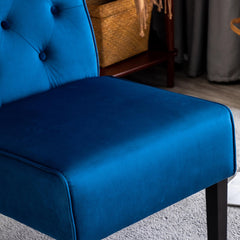 Venus 53" 2Piece Living Room Armless Button Tufted Pattern Accent Chair with Velvet Fabric and Premium High Density Foam Cushion, Dark Blue