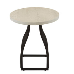 Apollo Accent Table, 20 Inch Round Wood White Top, Black Metal Base