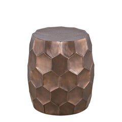 ELYSIUM Modern Contemporary Aluminum material 21" Height End Table, Side Table with Glossy Diamond-Patterned Base Copper