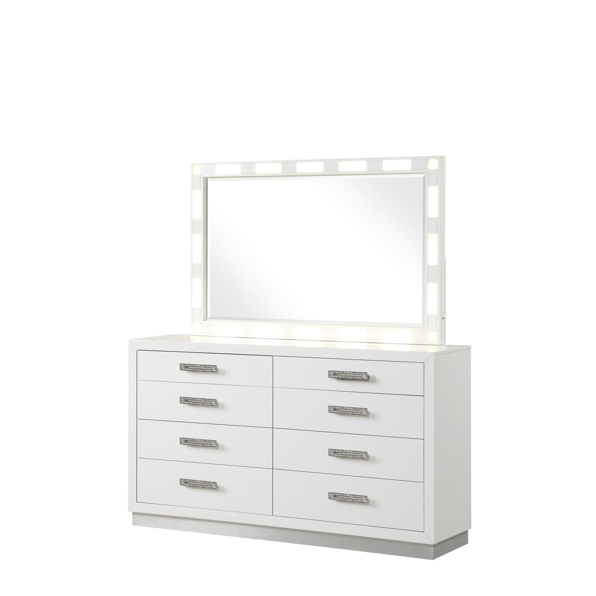 Aphrodite Modern Style 8-Drawer Dresser Made with Wood in Milky White