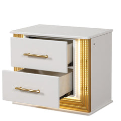 Epimetheus Contemporary Style 2-Drawer Nightstand Made with Wood & Gold Finish