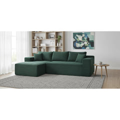 2-Piece Convertible Corduroy L-Shaped Sofa in a Box with Pillows, 3-Seater Modular Sectional Couch, Compressed Living Room Furniture, Dark Green (Left Facing)