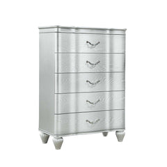 Millennium Traditional Style 5-Drawer Chest With metal drawer pulls Made with Wood in Silver