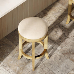 Sanctuary Counter-Height Backless Wood Swivel Barstool with Upholstered Seat, Honeysuckle, 1PC