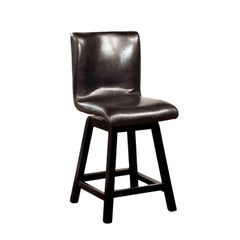 Contemporary Style 2pc Counter Height Chair Leatherette Upholstered Padded Seat Black Finish Dining Room