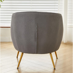 Corduroy Accent Chair with Gold Metal Legs, Modern Upholstered Armchair, Comfy Barrel Chair for Living Room Bedroom
