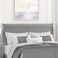 Gray Color Sleigh Design 1pc Twin Size Bed Bedroom Furniture Louis Phillipe Bed Bracket Feet Wooden