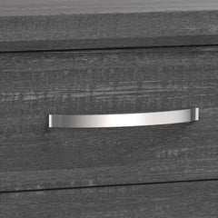 Pinnacle Bedside Nightstand, 2 Drawers Chrome Bar Handles, Gray Wood