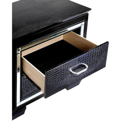 Contemporary 1pc Nightstand Black Bedside Table LED Light English Dovetail Drawer Bedroom Furniture