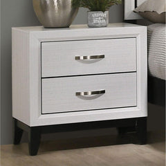 Aura Tone Design 1pc Nightstand Two Drawers Wooden Legs White Finish Bedroom Furniture