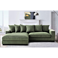 Odysseus Oversized Two-Piece Left Facing Sectional Couches for Living Room, 102.4-Inch L Shaped Sofa with Chaise, Upholstered with Corduroy Fabric, Dark Green