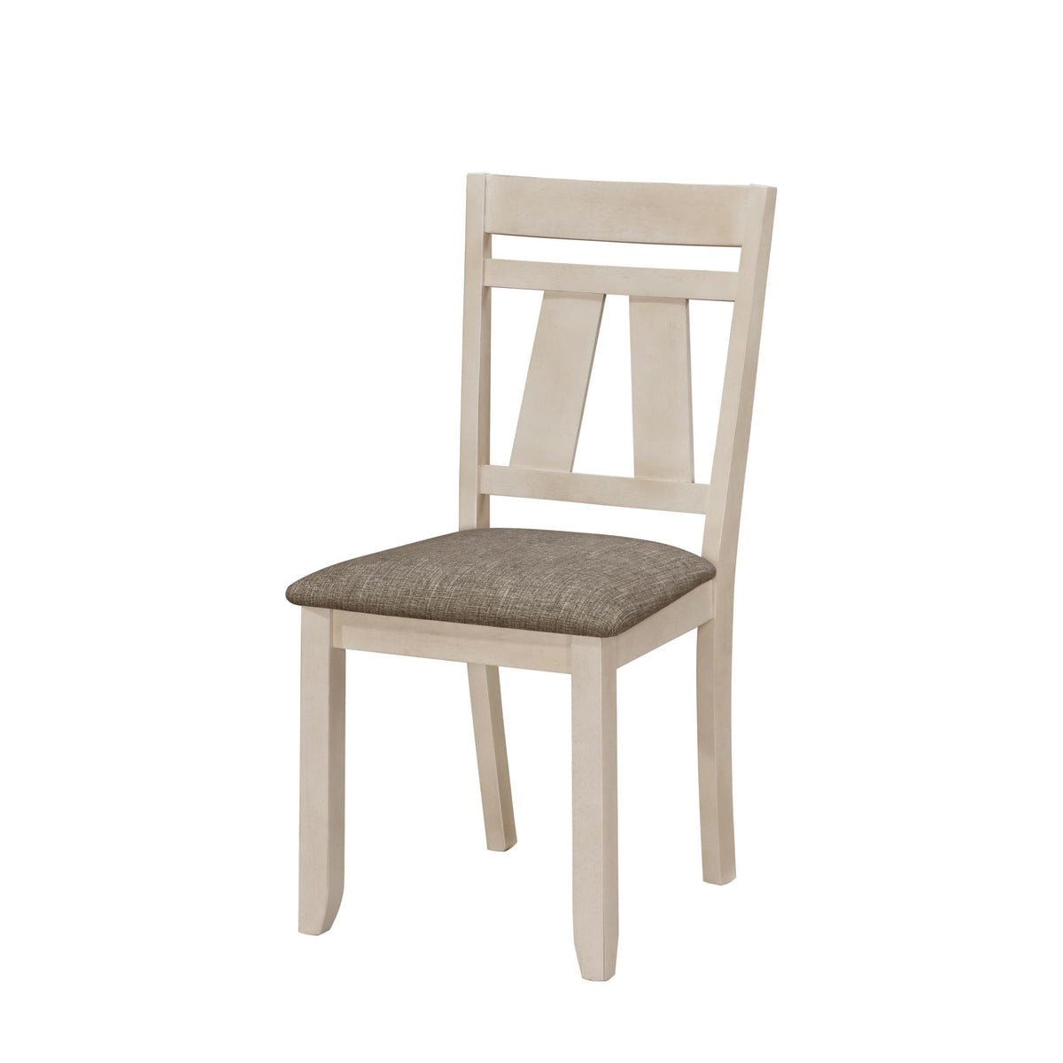 Cottage Style Dining Side Chair 2pc Set Upholstered Seat Chalk Gray Dining Room Wooden Furniture Transitional Design