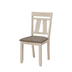 Cottage Style Dining Side Chair 2pc Set Upholstered Seat Chalk Gray Dining Room Wooden Furniture Transitional Design