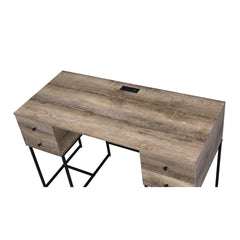 Nova Rustic Oak & Black Finish Wirting Desk w/ USB Port