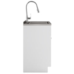 Log - 28" Laundry Cabinet with Faucet and Stainless Steel Sink - White