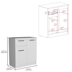 Aria Dresser with 2-Door Cabinets and Drawer -White