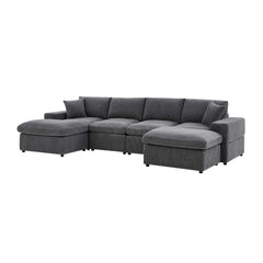 Corduroy Upholstered Symmetrical Modular Sectional