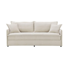 Polyxena Beige Fabric Sleeper Sectional Sofa w/ 2 Toss Pillows
