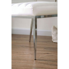 White Leatherette Metal frame 2pcs Side Chairs, Dining Room Furniture Plush Cushion Padded Seat Dining Chair Contemporary Style