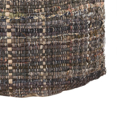 Apex Handcrafted Fabric Pouf, Khaki