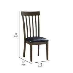 Chronicle 18 Inch Side Dining Chairs Set of 2, Slatted Back, Padded Seat, Farmhouse Brown